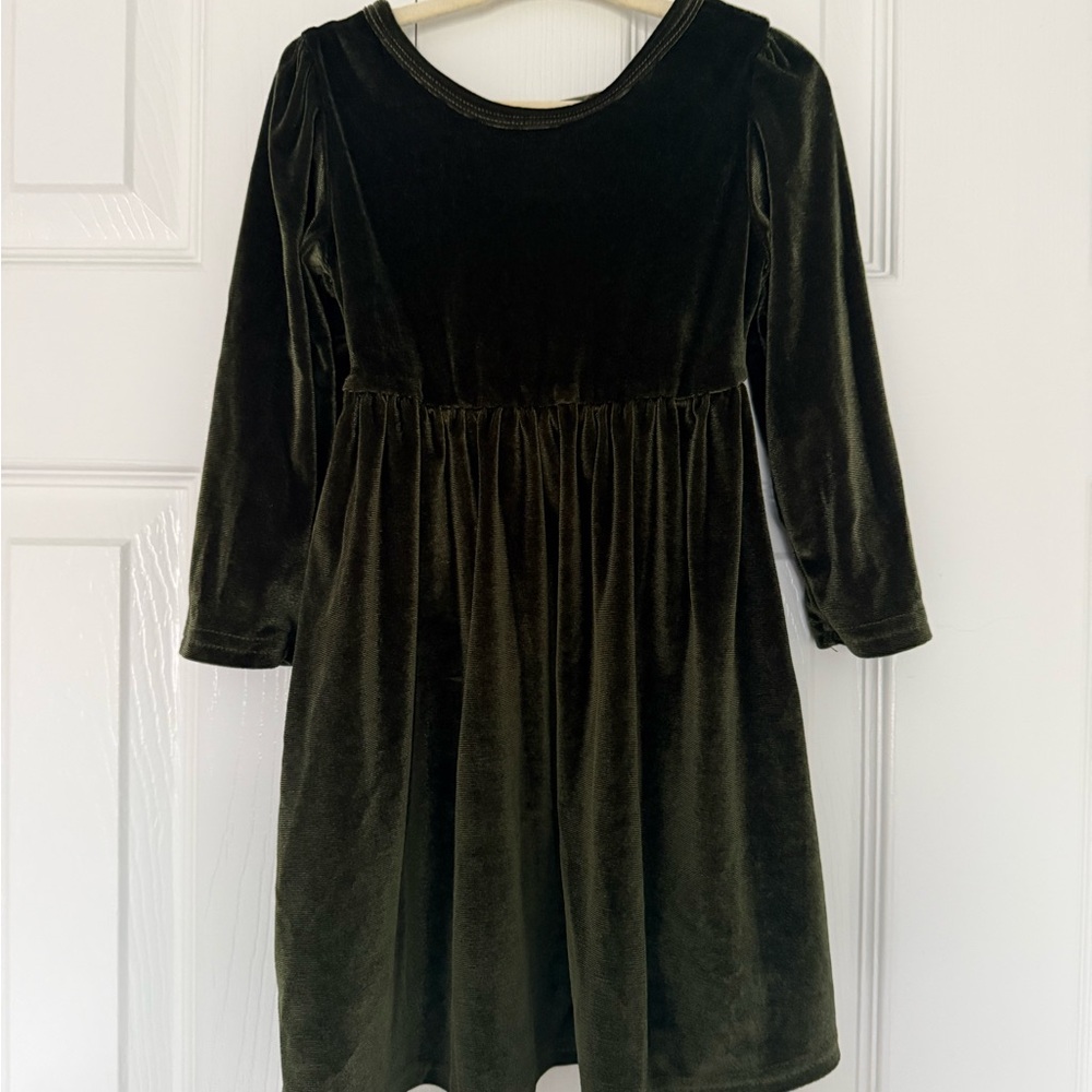 Amazon Velvet Kids Dress in Deep Green